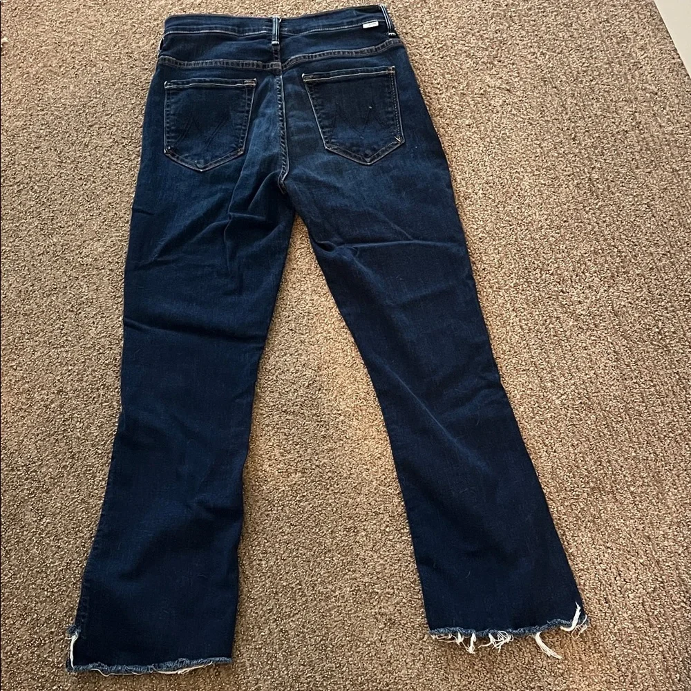 MOTHER Dark Blue Ankle Jeans with Frayed Hem - Picture 3 of 3